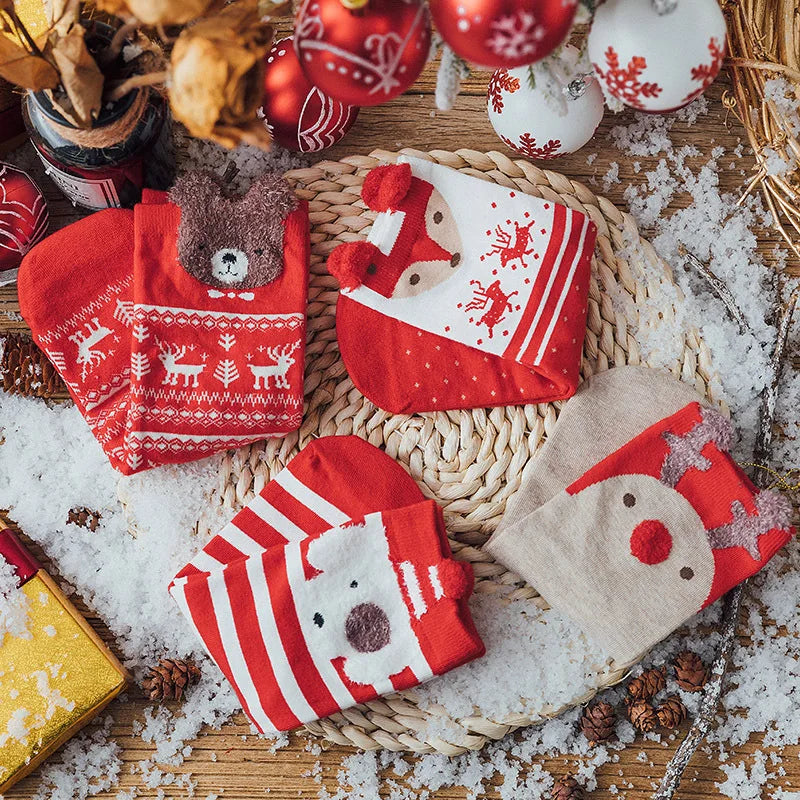 New Year Cartoon Christmas Socks Funny Elk Snowman Santa Claus Candy Bar Socks Woman Socks Socks Kids Christmas Gift Socks