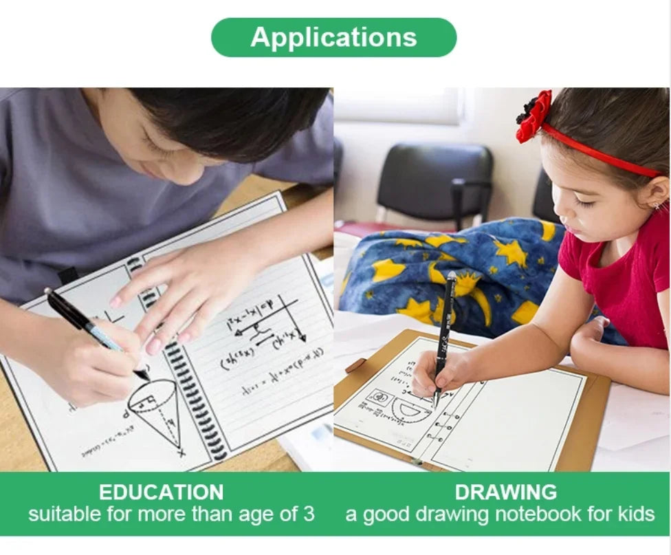 A4 Reusable Erasable Notebook With Pen&Cloth Microwave Heating Waterproof Notepad Office School Smart Notebook
