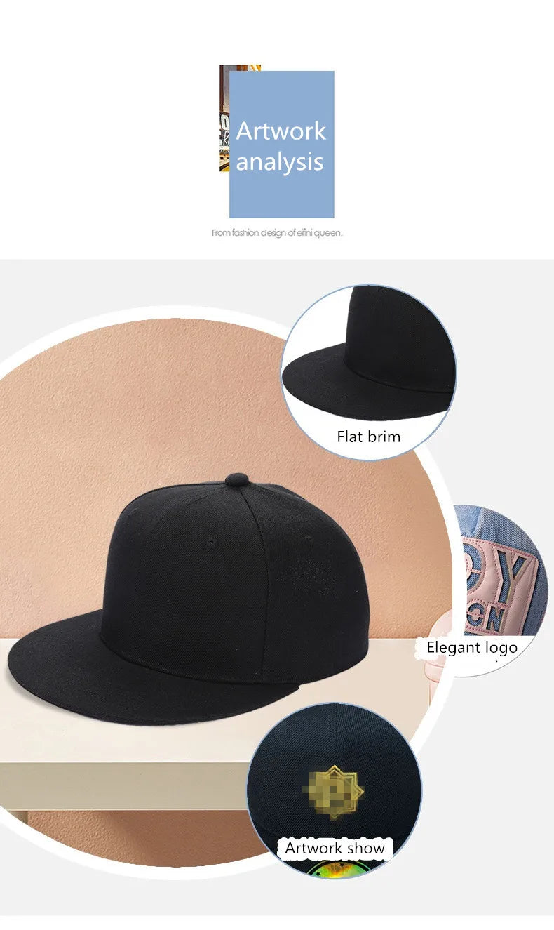 Custom snapback caps Outdoor sports hip hop flat hip hop hat for men Women Trucker caps 1 piece DIY logo Sun hats gorros