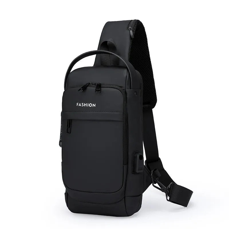 Men Anti Theft Chest Bag Shoulder Bags USB Charging Crossbody Package School Short Trip Messengers Bags Men's Oxford Sling Pack