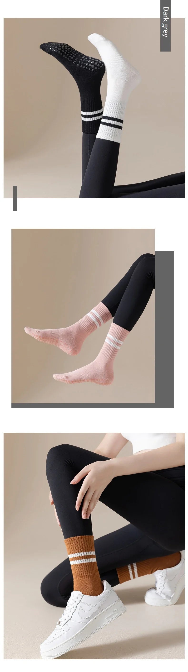5 Pairs Pilates Socks for Women Yoga Socks Pure Cotton Non Slip Silicone Grips Indoor Sport Fitness Pilates Yoga Gym Dance Socks