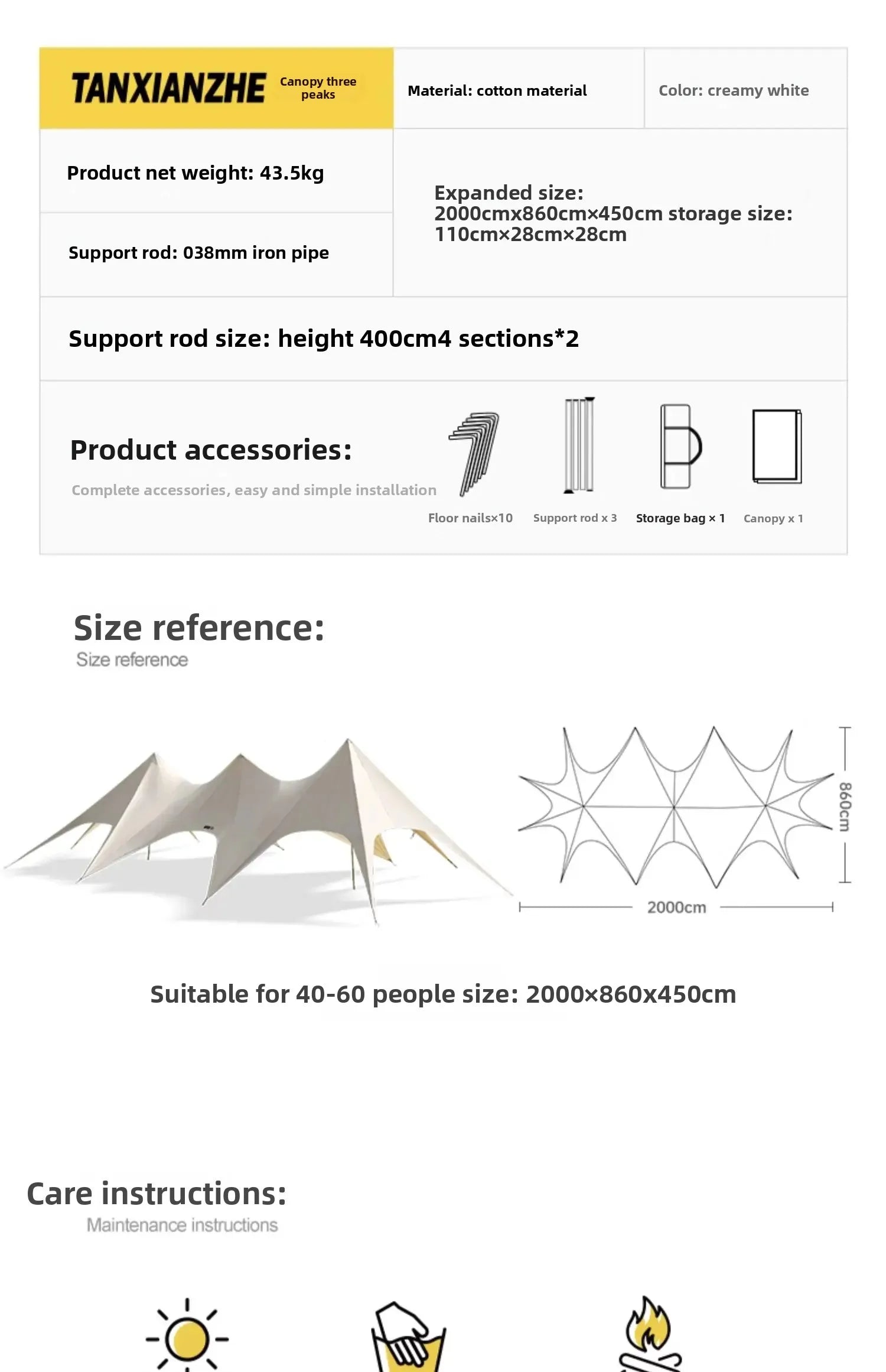 Tent, Large Outdoor Giant Camp, Rain and Sun Protection, Suitable for Outdoor Camping
