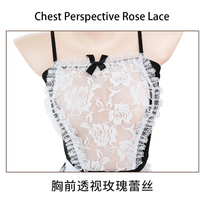 Sexy Lingerie Women Cosplay Bra Set Hot Erotic Servant Lolita Costumes French Apron Maid Dress Porn Uniform Teddy Underwear Set