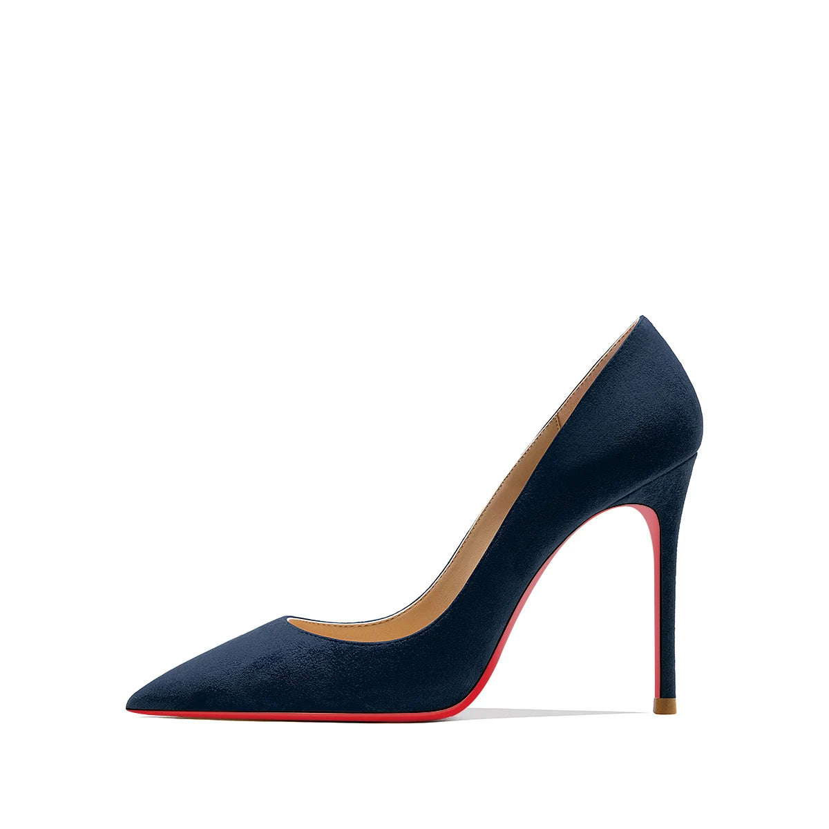 2022 Autumn New Women's High Heels Shoes Sexy Pointed Suede Red Shiny Bottom Pumps Fashionable Temperament Shallow Wedding Shoes