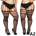 Lace Knee Thigh High Elastic Fishnet Stockings Sexy Transparent Thin Black Stocking White Plus Size Long Socks for Women Summer