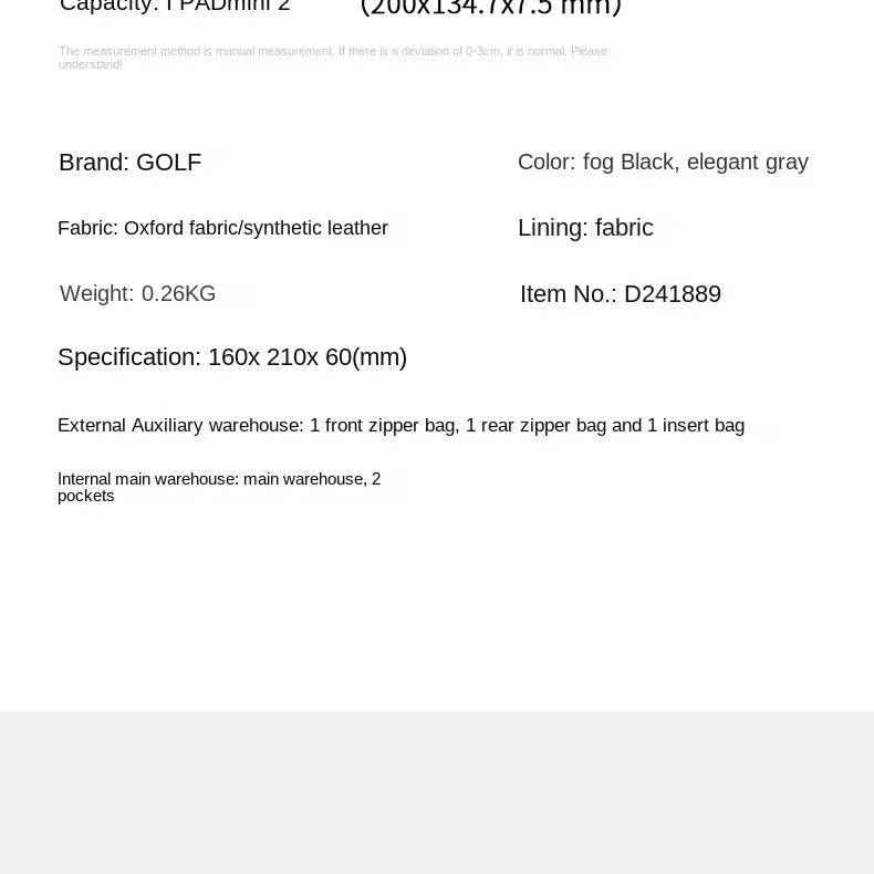 GOLF Cross Bag Man Nylon Shoulder Boston Crossbody Bags Men Mini Sling Messenger Cell Phone Waterproof Pouch Oxford Compartments