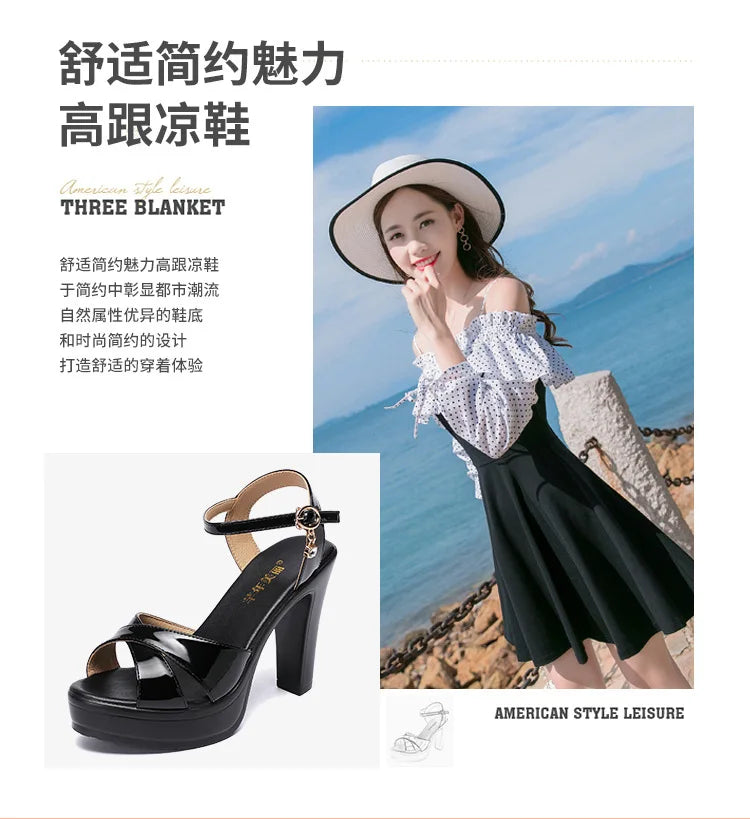 High quality sandals for women 10cm high heel new 2024 summer size 32 33 42 43 platform open toe elegant fashion shoe black red