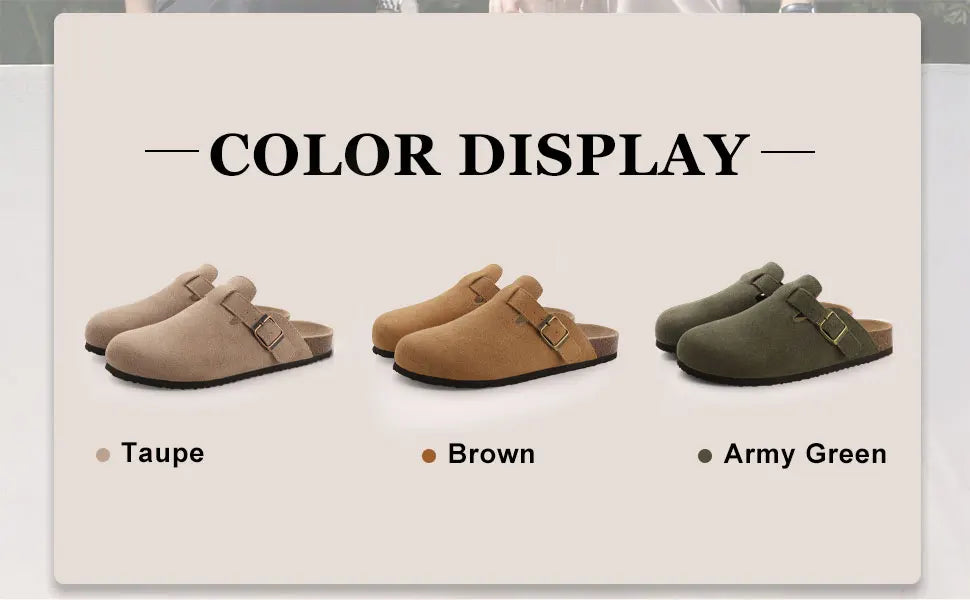 KIDMI Suede Clogs for Women Men Mules Cork Footbed Sandals With Arch Support Fashion Nonslip Outdoor Beach Slippers Home Shoes