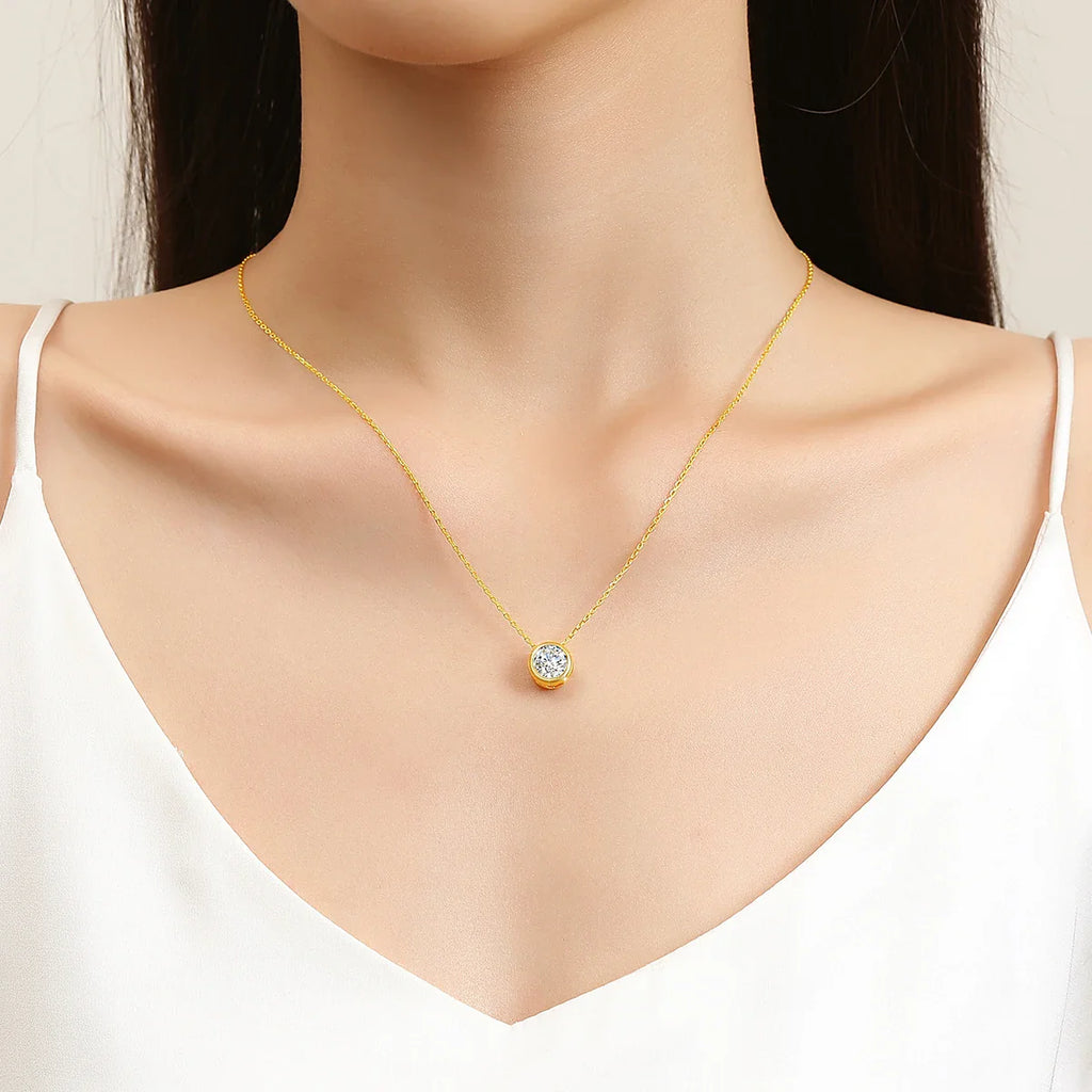 NEW 100% Real 18k Gold Necklace With Moisanite 0.5ct D Color VVS1 Certificated Dubai  AU750 Jewelry For Women Wedding Gift Wholesale
