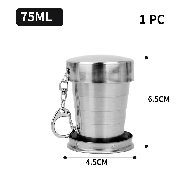 NEW 250ml Stainless Steel Retractable Cup Outdoor Travel Toiletry Cup Portable Creative Compression Cup Mini Handy Cup Folding Cup