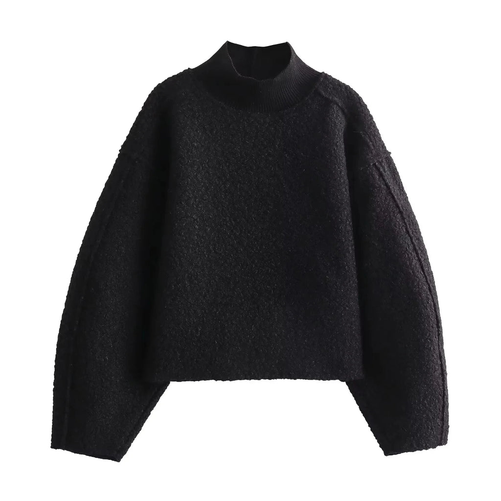 HH Sweatshirts For Women Autumn Casual Loose Turtleneck Long Sleeve Pullover Sweater Female Fashion Chic Top Pullovers