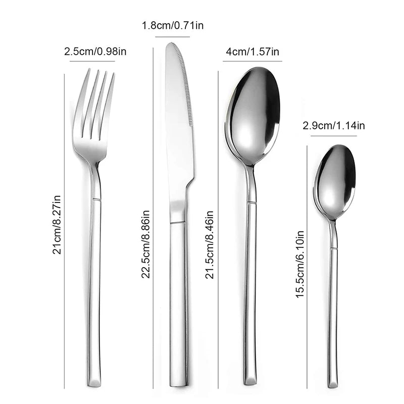 4pcs/16pcs Stainless steel cutlery set steak cutlery spoon for dessert dinner party applicable to restaurants