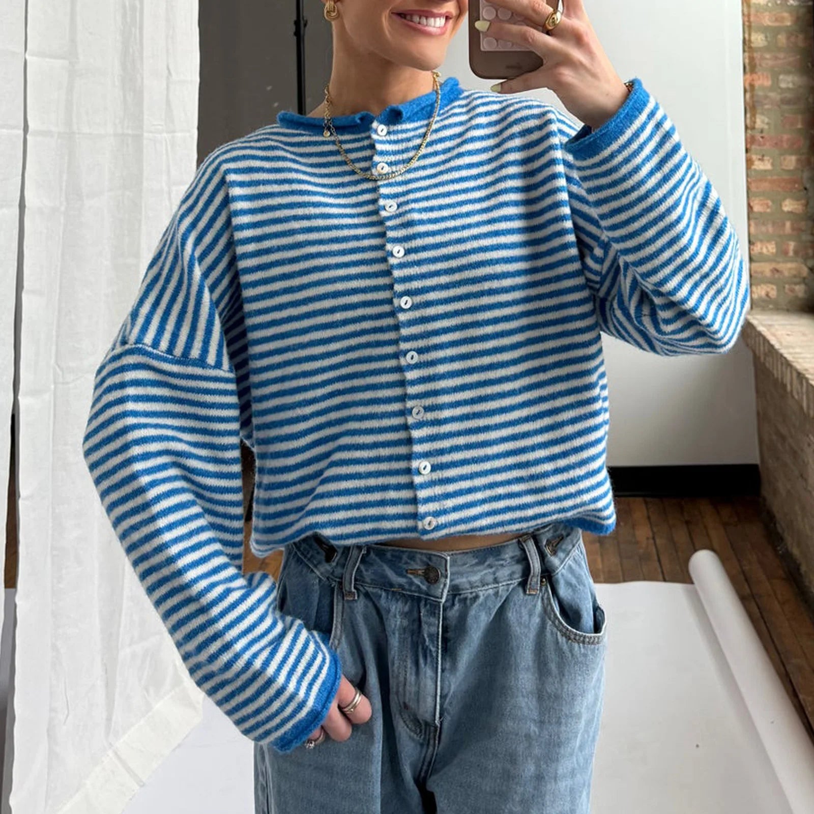 Womens Long Sleeve Striped Sweatshirt Watermelon Red Oversized Pullover Crewneck Sweatshirts Women Fall Sweatshirts Casual Wear