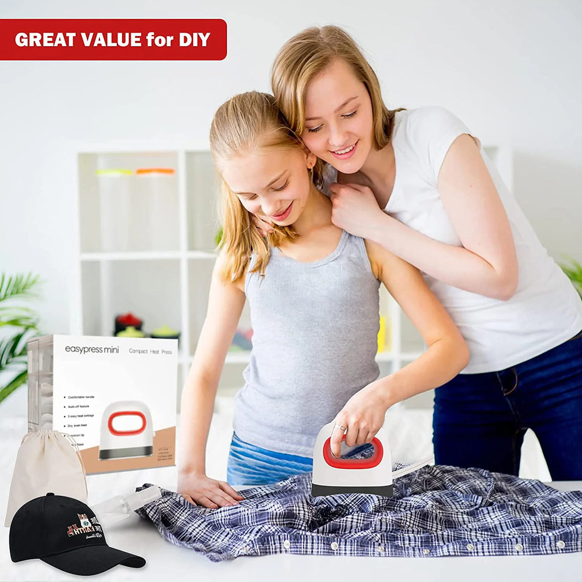 2023 New Portable Mini Iron Heat Press Machine Short Sleeve DIY Label Hot Stamping Machine T-Shirt Printing Easy Heating Transfe