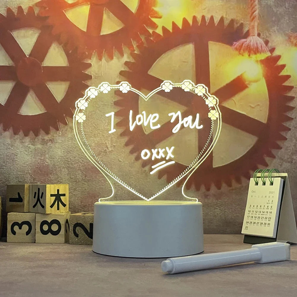 New Note Board Creative Led Night Light USB Message Board Holiday Light With Pen Gift For Children Girlfriend Decoration Night Lamp