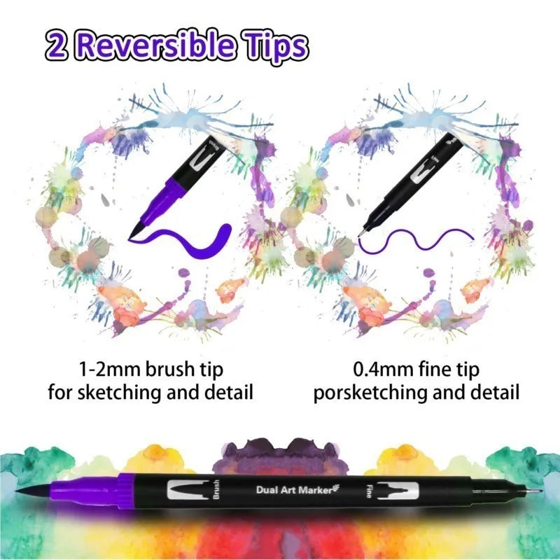 12/24/36 120 Colors Double Ends Manga Art Brush Pen Set Pencil Watercolor Art Markers Fineliner Calligraphy Pens Art Supplies