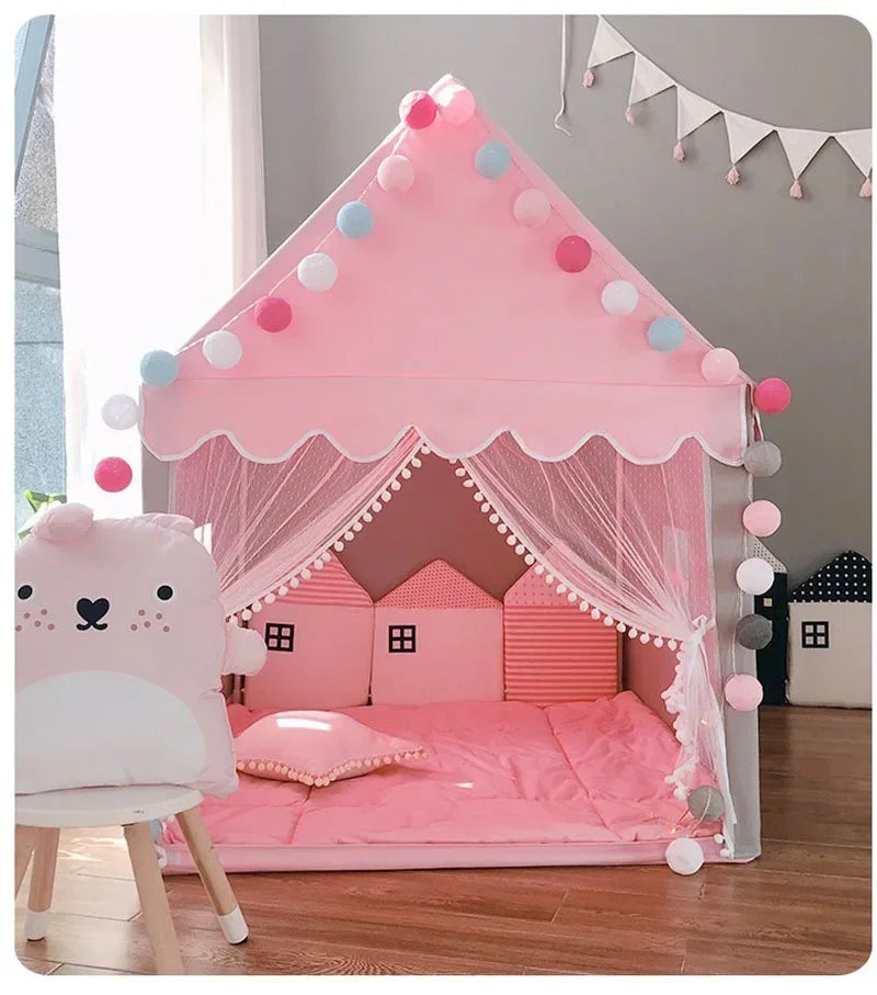 Portable Children's Tent Folding Kids Tents Tipi Baby Play House Large Girls Pink Princess Castle Child Room Decor Play Tent Toy