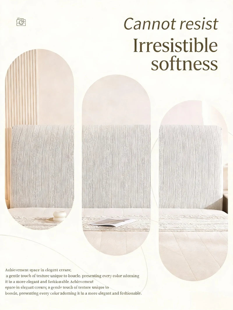High Elasticity Headboard Cover Solid Color Double Bed Backrest Cover Autumn Winter Warm and Dustproof Cover Machine Washable