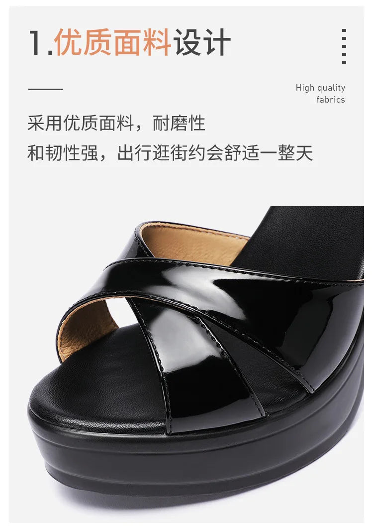 High quality sandals for women 10cm high heel new 2024 summer size 32 33 42 43 platform open toe elegant fashion shoe black red