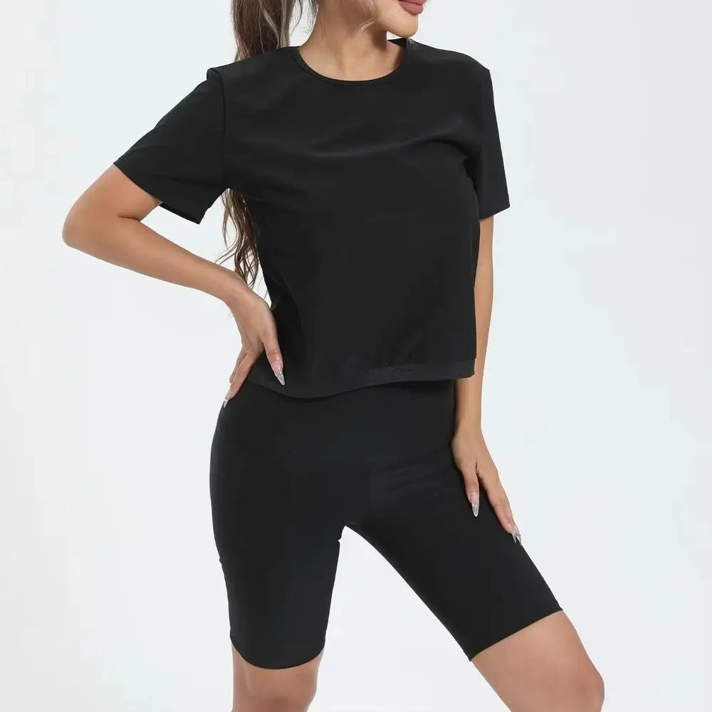 Sweat-resistant Sweat Short Sleeve Fat Burning Waist Trainer Sauna Sweat Shirt Versatile Elastic Workout Compression T-Shirts