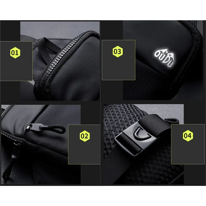 Casual Men Shoulder Chest Bag Nylon Waterproof Outdoor Sport Running Cycling Belt Bag Large Capacity Travel Phone Pouch Bag