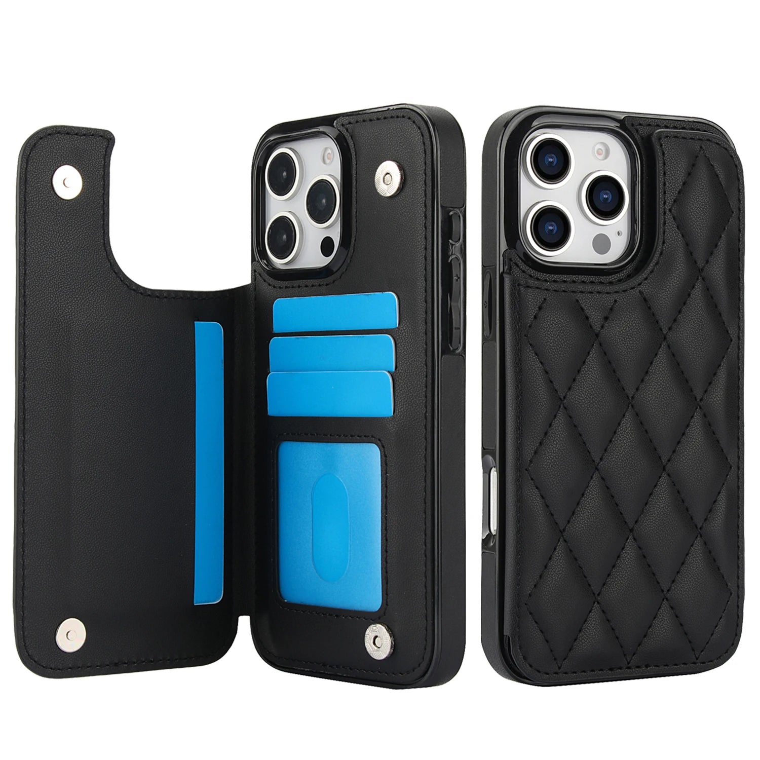 Card Slot Flip Leather Case For iPhone 16e 15 Pro Max 14 13 12 11 SE 3 2 XS XR 8 7 Plus Wallet Double Button Small Fragrant Wind