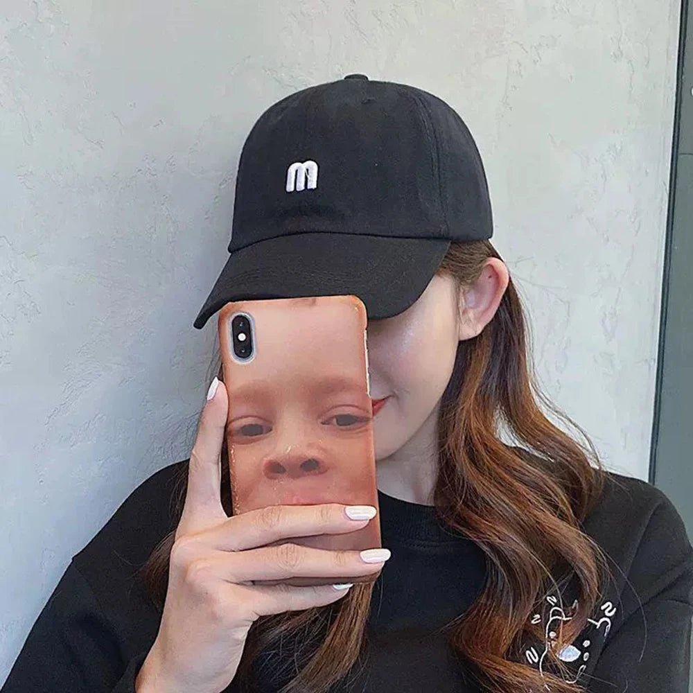 Fashion Baseball Cap Cotton Snapback Hat with Embroidered Letters for Men Women Summer Sun Protection