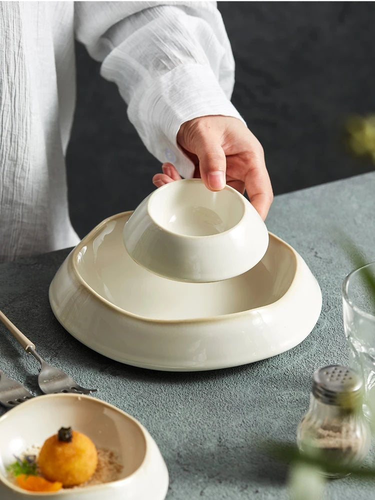Ceramic Dinner Plate Family Steak Plate Pasta Plates Dessert Dish Cake Dish Dim Sum Bowl Cake Bowl Salad Bowls Kitchen Supplies