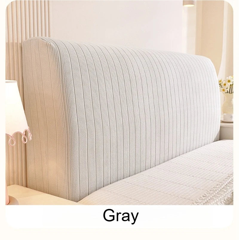 High Elasticity Headboard Cover Solid Color Double Bed Backrest Cover Autumn Winter Warm and Dustproof Cover Machine Washable