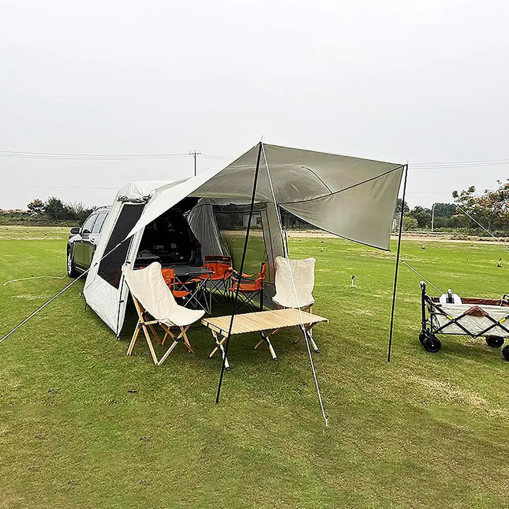 5-6 Person Car Truck Tent For Camping SUV MPV Car Rear Tent Waterproof Auto Tail Tent Awning Beach Sunshade For Self-driving