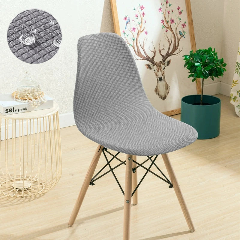 Jacquard Waterproof Shell Chair Cover Short Back Scandinavian Chair Covers Adjustable Dining Room Seat Covers for Bar Party