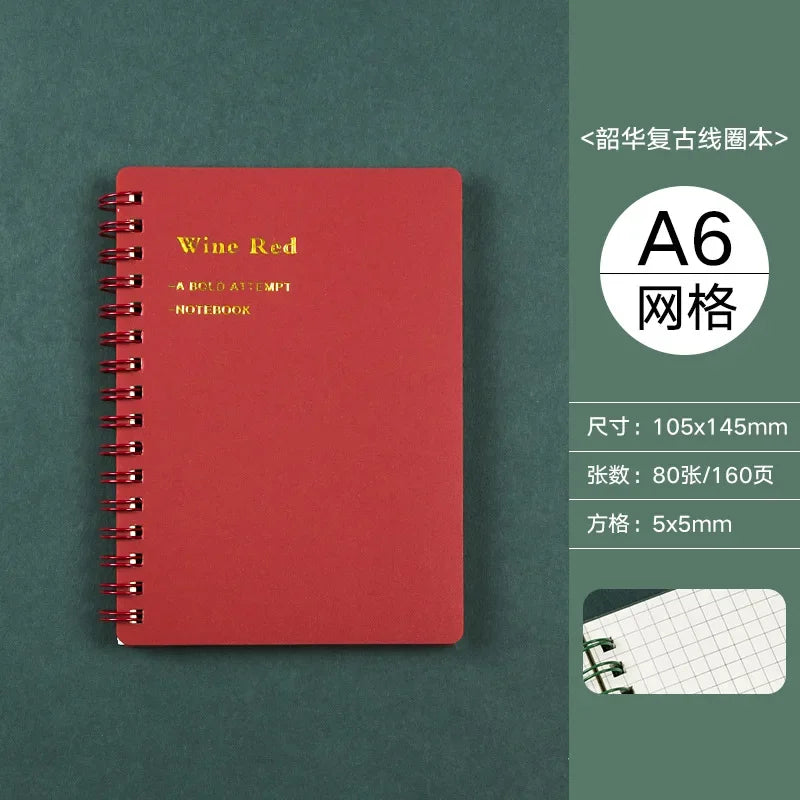 A5/B5/A6 Classical PP Coil Line Grid Spiral Notebook Journals Morandi Basic Diary Weekly Planner Book School Stationery