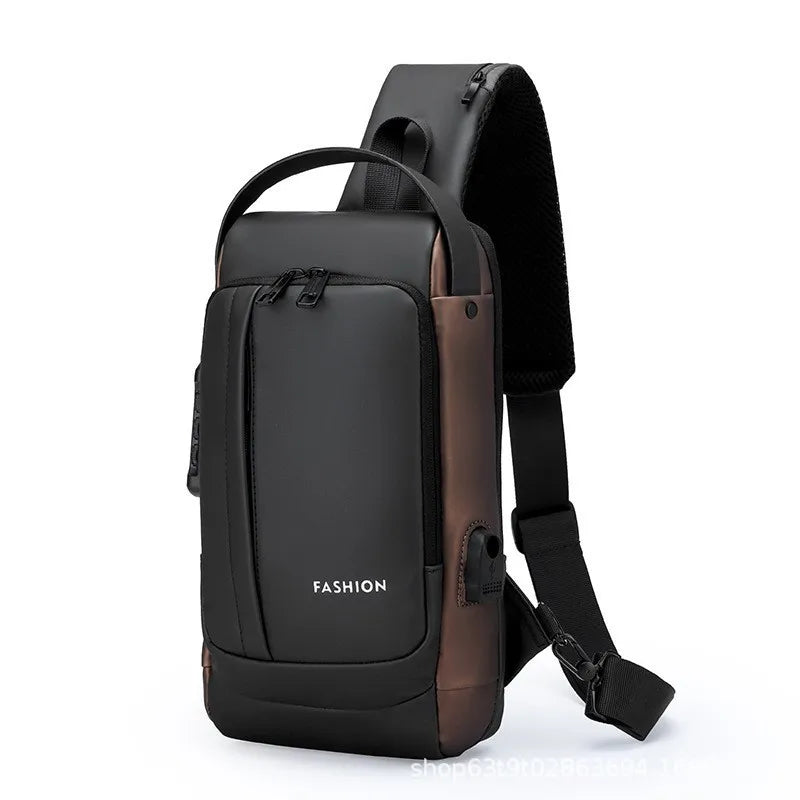 Men Anti Theft Chest Bag Shoulder Bags USB Charging Crossbody Package School Short Trip Messengers Bags Men's Oxford Sling Pack