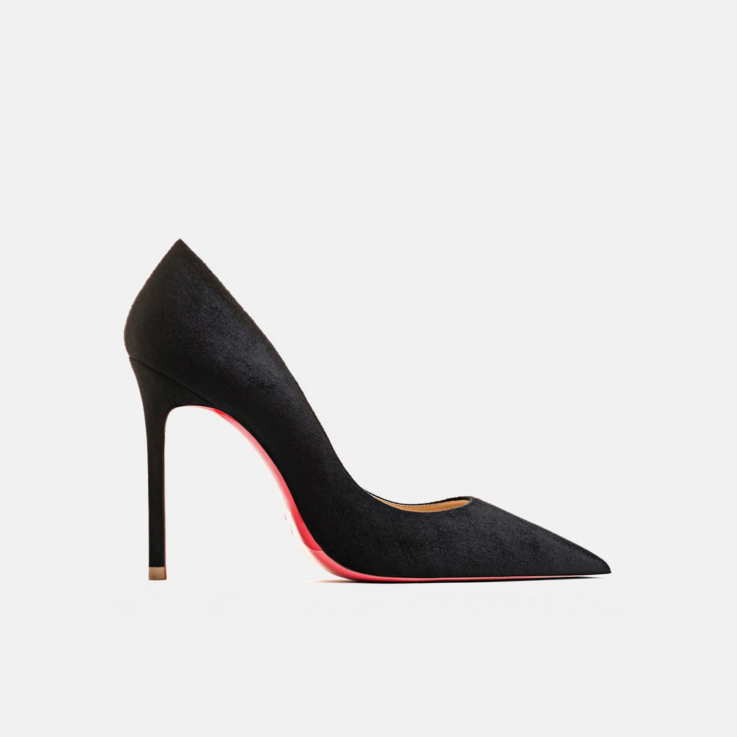 2022 Autumn New Women's High Heels Shoes Sexy Pointed Suede Red Shiny Bottom Pumps Fashionable Temperament Shallow Wedding Shoes