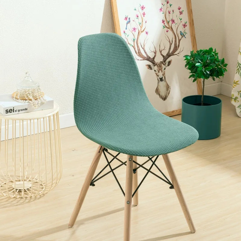 Jacquard Waterproof Shell Chair Cover Short Back Scandinavian Chair Covers Adjustable Dining Room Seat Covers for Bar Party
