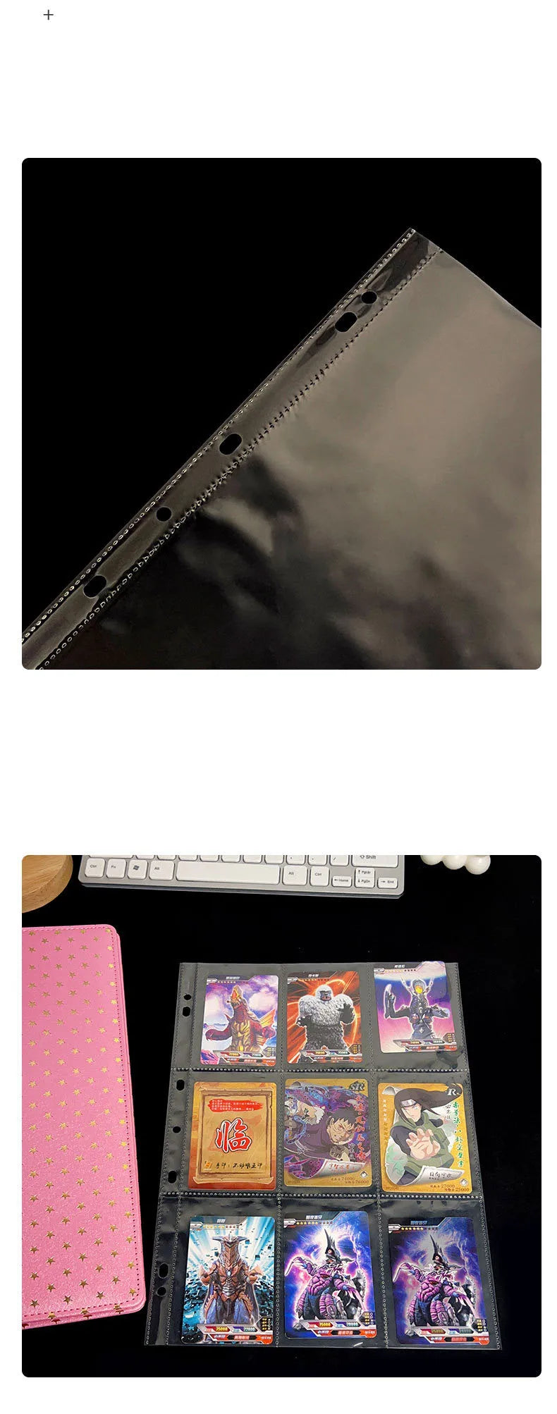 Sharkbang 10pcs A4 Binder Sleeves 7 Holes Postcards Sticker Organizer 11 Designs PP Refill Ring Bags Stationery Accessories