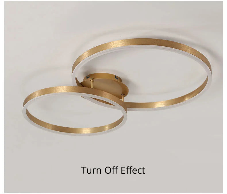 Household Gold Led Chandeliers 3 Circle Bedroom Metal Living Dining Room Lighting Chandelier Brown Glossy Lamp Home Indoor Lamps