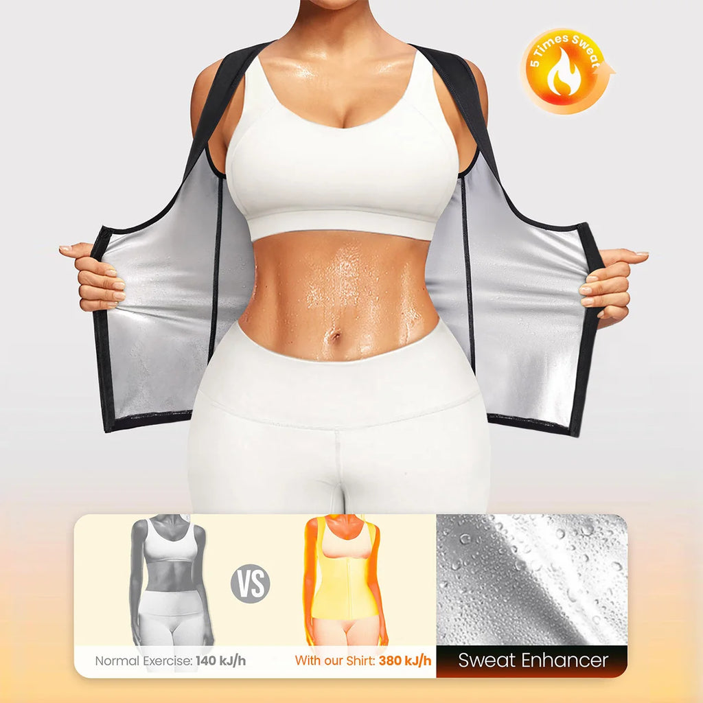 1PCS Women’s Sweat Vest for Weight Loss – Heat-Trapping Sauna Tank Top, Slimming Workout Shirt with Compression for Faster Sweat