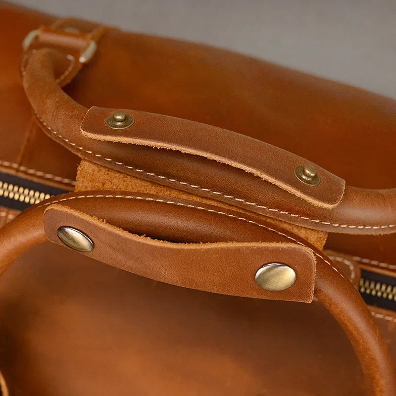 Big Capacity Genuine Leather Travel Bag For Men Women Soft Black Cowhide Casual Travel Duffel Large Luggage Weekend Shoulder Bag