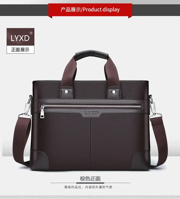 Men PU Leather Shoulder Fashion Business Bags Handbags Black Bag Men for Document Leather Laptop Briefcases Bag