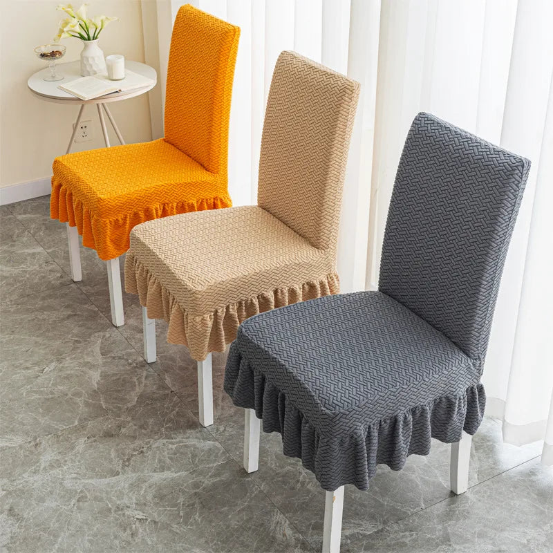 Skirt Dining Chair Cover Jacquard Elastic Soft Seat Cover Anti-dirty Stool Slipcover Suitable for Kit Pet Room Living Home Decor