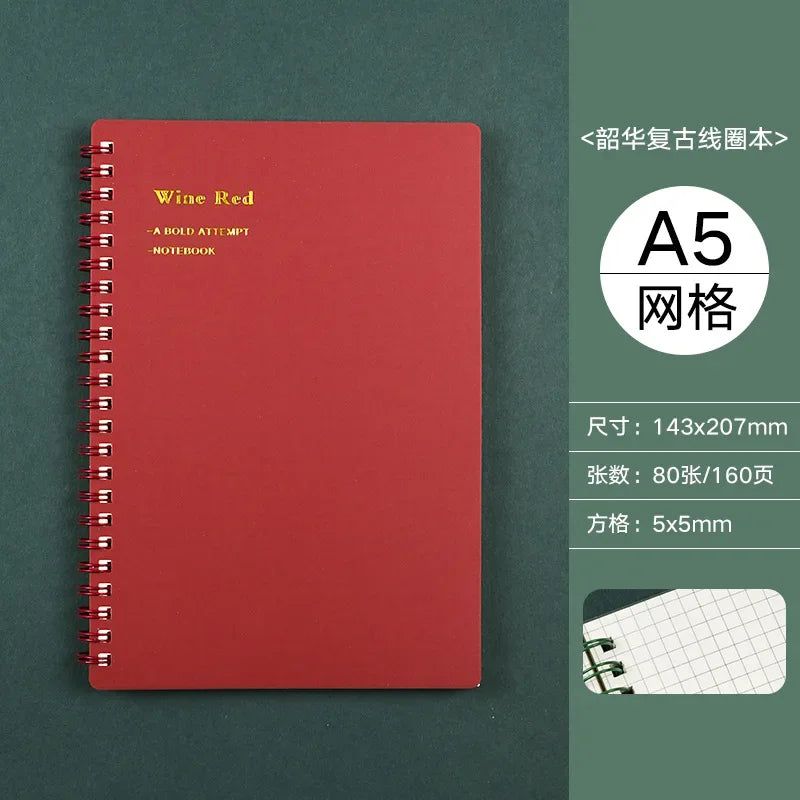 A5/B5/A6 Classical PP Coil Line Grid Spiral Notebook Journals Morandi Basic Diary Weekly Planner Book School Stationery