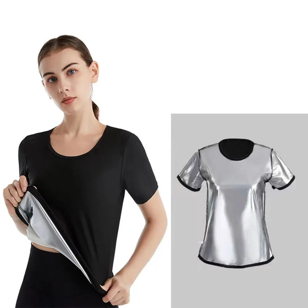 Sweat-resistant Sweat Short Sleeve Fat Burning Compression Fit Shapewear Top Reusable Waist Trainer Workout Compression T-Shirts