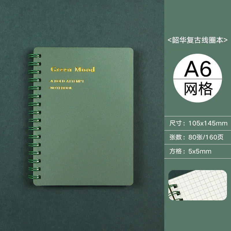 A5/B5/A6 Classical PP Coil Line Grid Spiral Notebook Journals Morandi Basic Diary Weekly Planner Book School Stationery