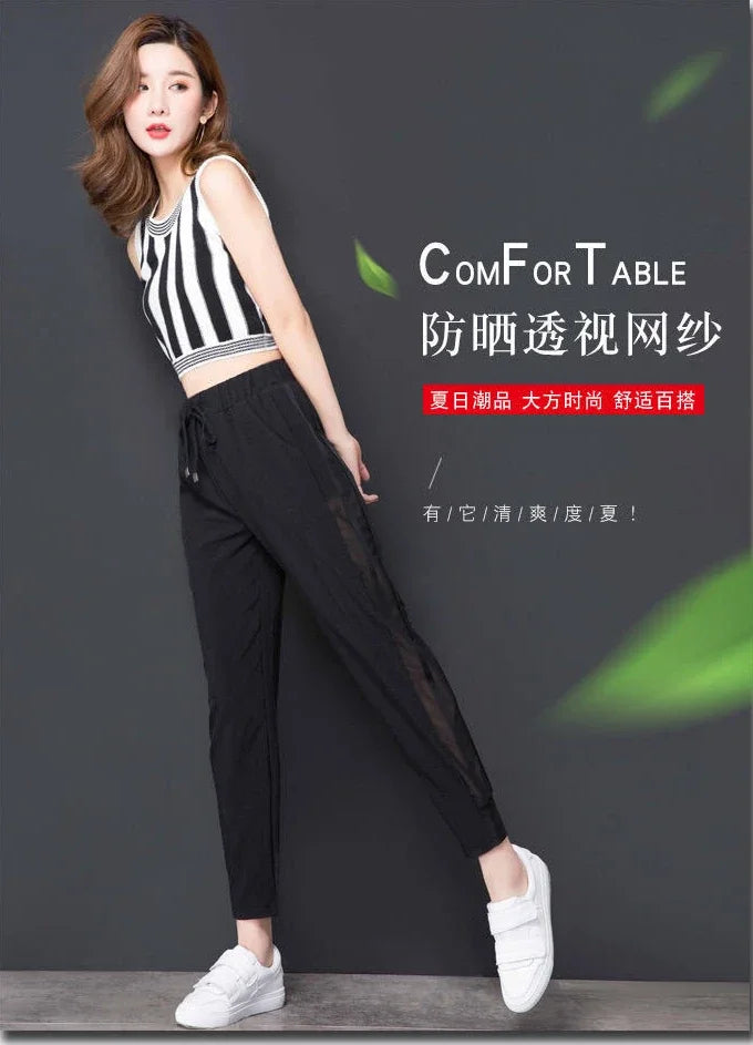 Sweatpants Harem Female Pants Black Joggers Jogging Trousers for Women Fitness Clothes and Capris Elastic Waist Drawstring 90s G