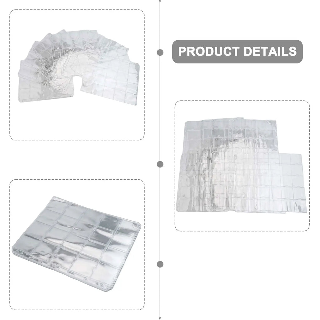 Page Coin Holder Sheet Clear Organization 1/10 Sheet For 50mm Coins For Coin Collection PVC Page Album Practical