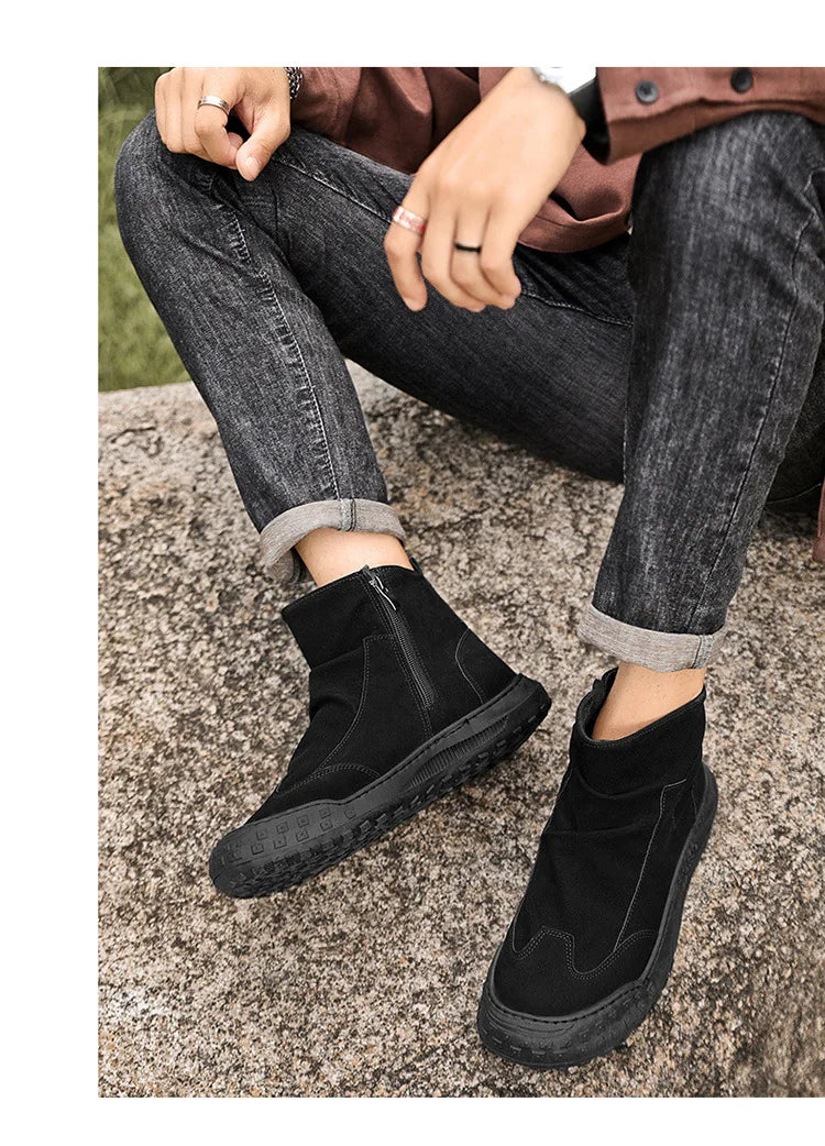Outdoor Men's High-Top Work Boots Casual Shoes Comfortable Sport Workwear Waterproof Anti-slip Long-lasting No Fatigue Footwear