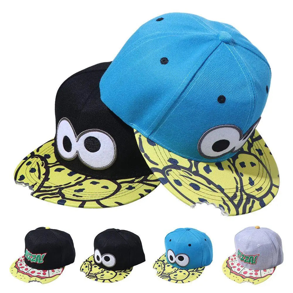 Snapback Hat Eye Pizza Baseball Cap Letter Embroidery Sunscreen Sun Hat Hip-hop Korean Style Peaked Cap Sports
