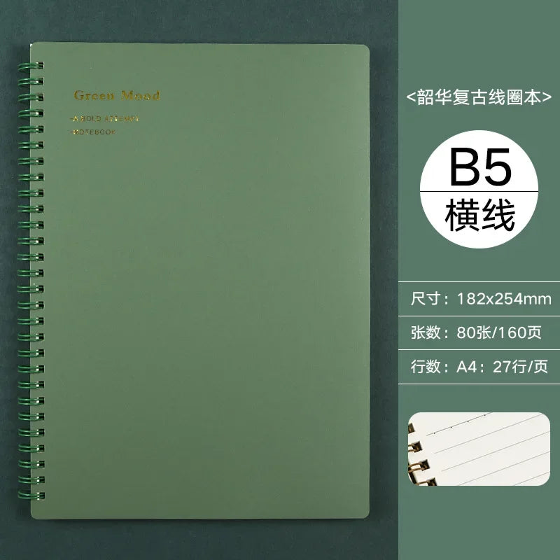 A5/B5/A6 Classical PP Coil Line Grid Spiral Notebook Journals Morandi Basic Diary Weekly Planner Book School Stationery