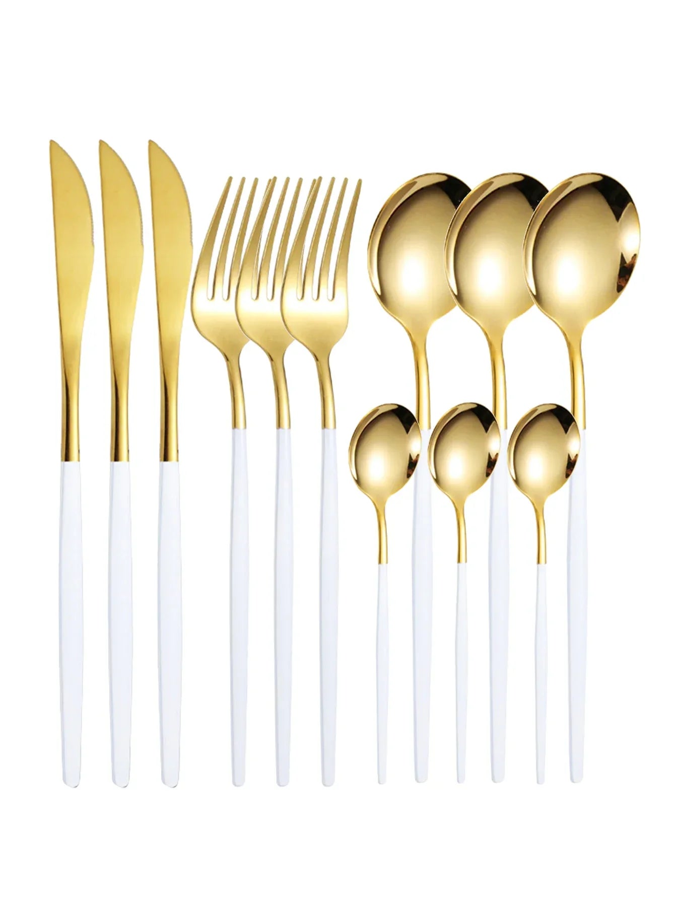 12pcs thin stainless steel tableware family set of Portuguese steak knife and fork, ramen fork dessert spoon coffee spoon